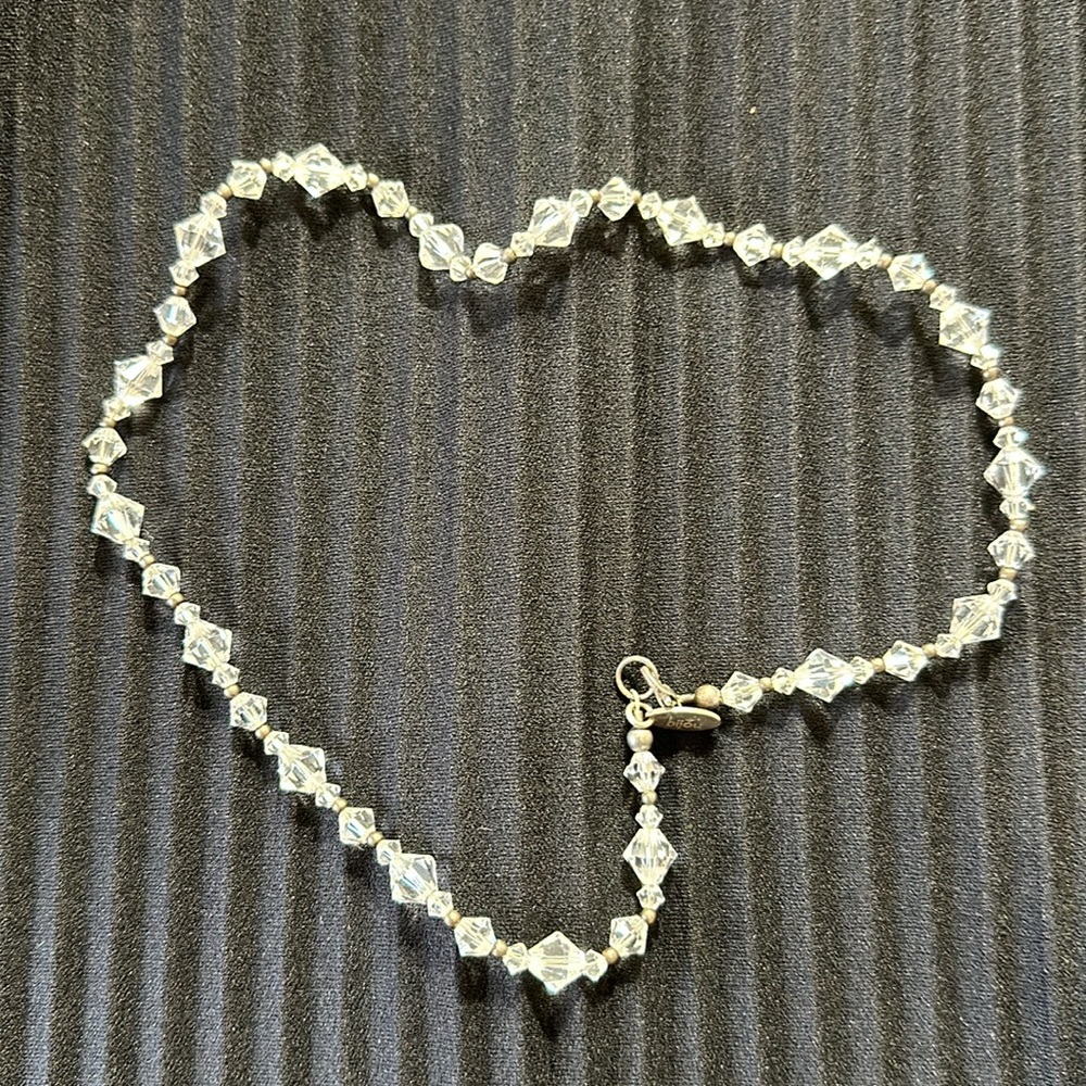 16” translucent crystal and silver beaded necklace. Like new.